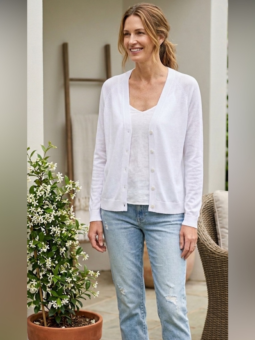 J. Jill Tall size White Cardigan Sweater